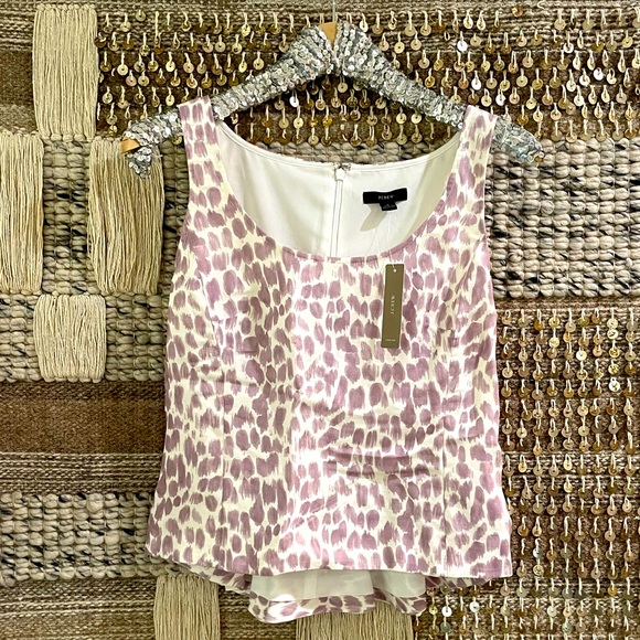 🤍 💜 NWT J Crew lilac lavender & white leopard print shell tank top sz 4 - Picture 1 of 10